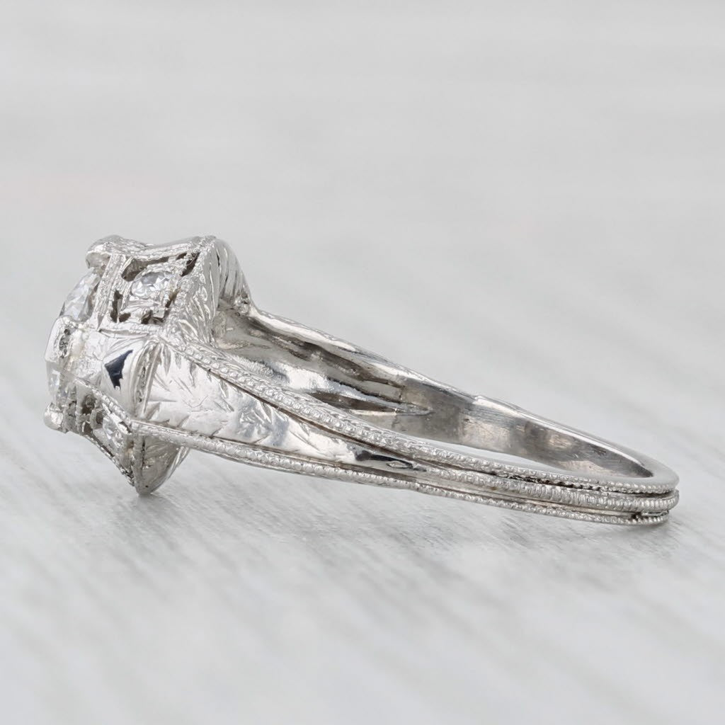0.83ct Round Brilliant Diamond Art Deco Ring — GIA Certified, Platinum