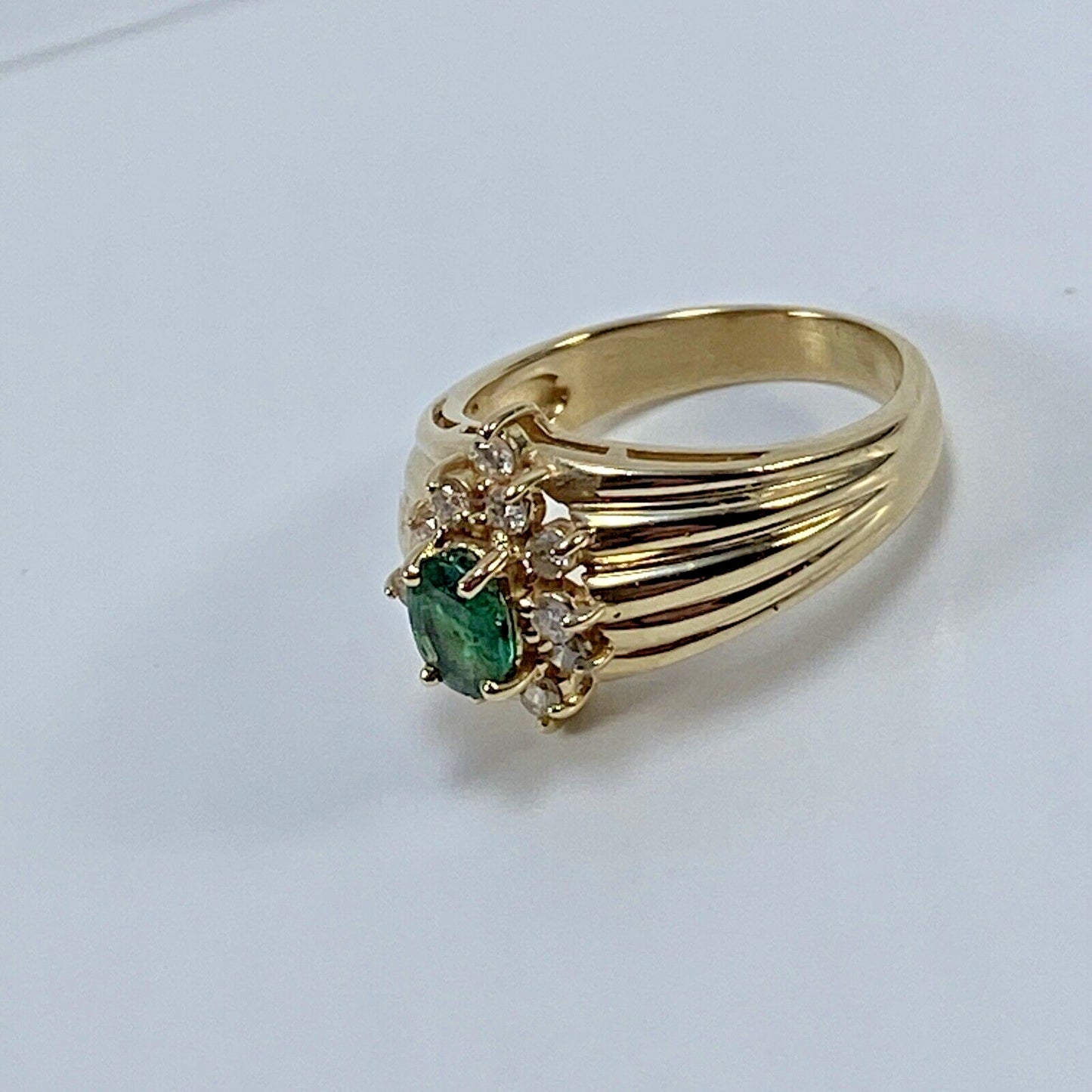 Oval Emerald Diamond Ring — GIA Certified, 14k Gold