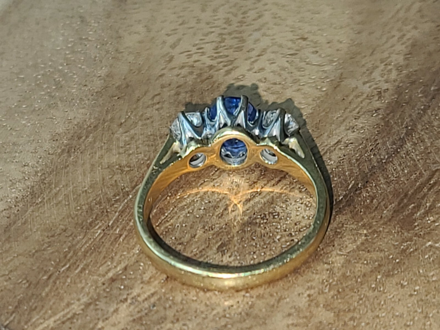 0.99ct Oval Sapphire Three Stone Engagement Ring — GIA Certified, 18k Gold