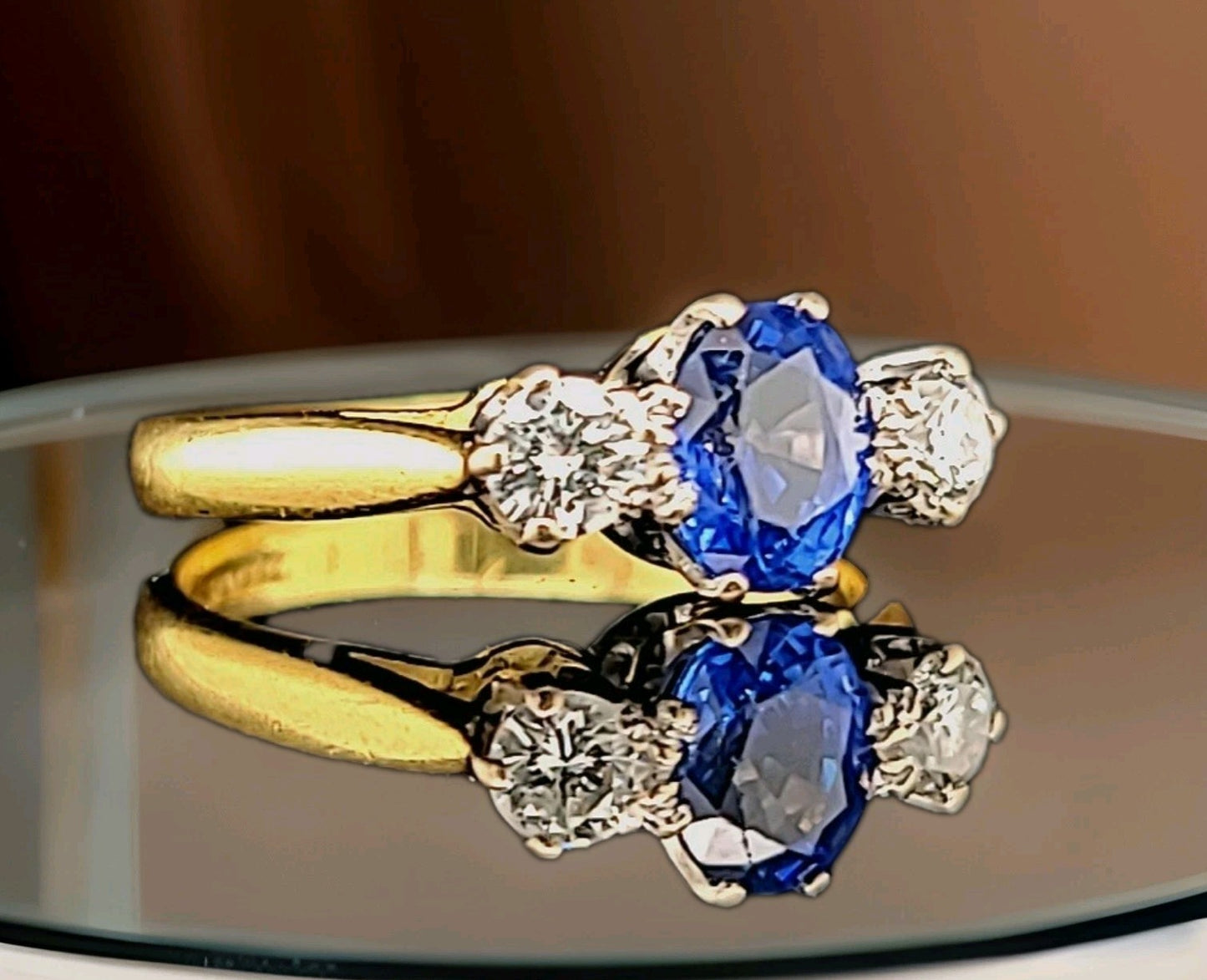 0.99ct Oval Sapphire Three Stone Engagement Ring — GIA Certified, 18k Gold