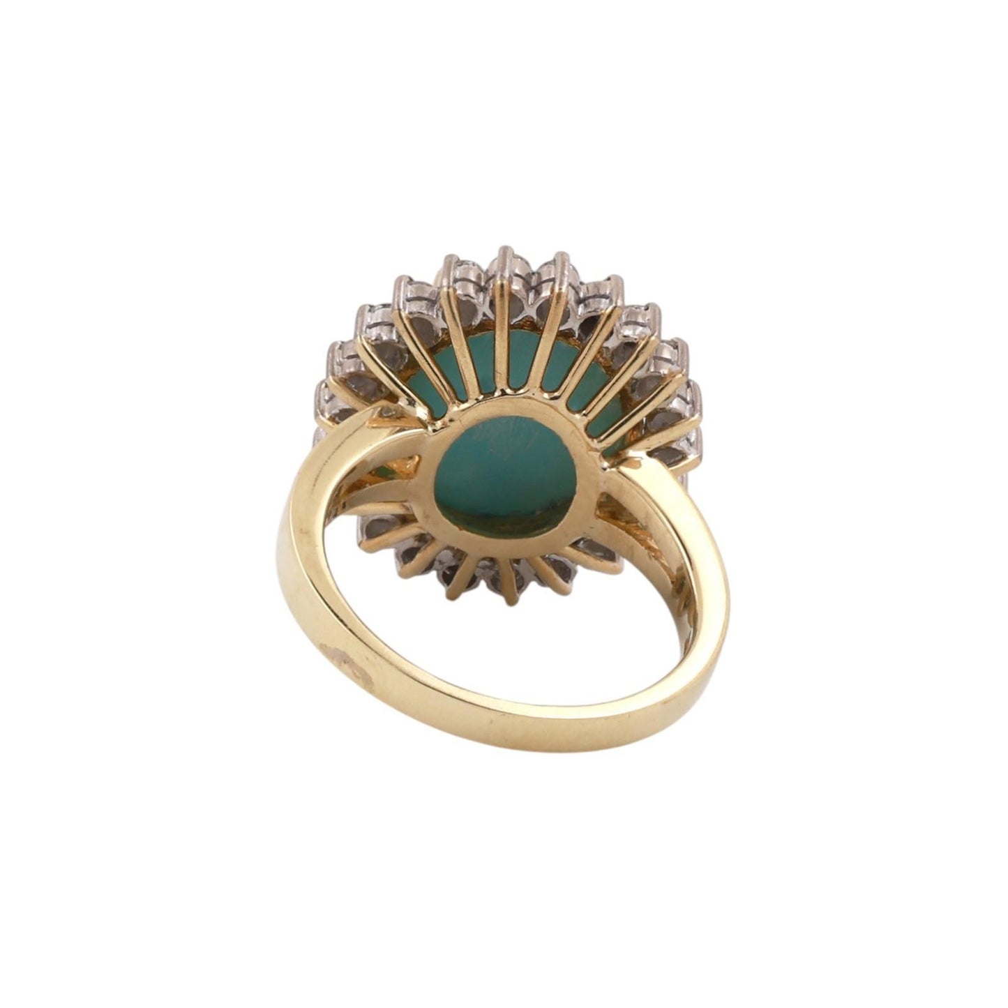 7.25ct Oval Turquoise Halo Diamond Ring — GIA Certified, 18k Two-Tone Gold