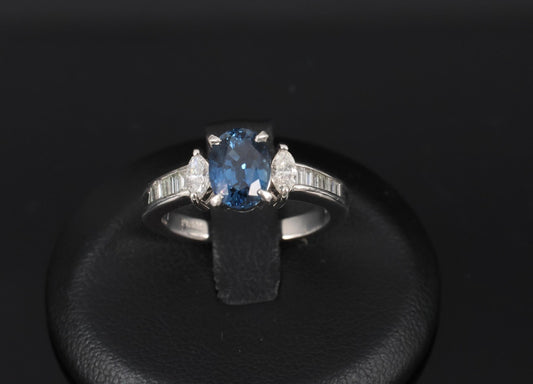 1.97ct Oval Blue Sapphire & Diamond Ring — GIA Certified, Platinum