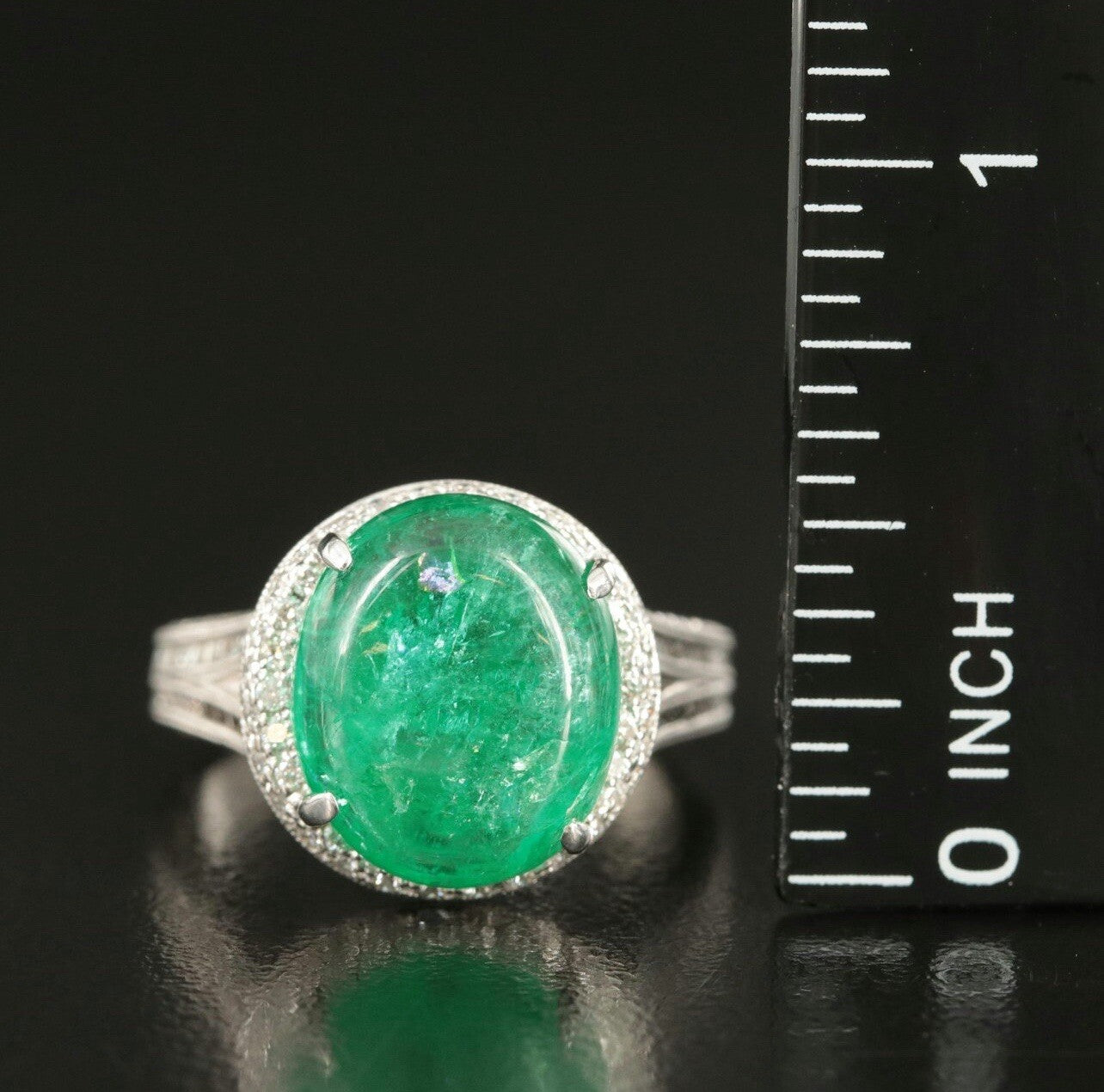 7.55ct Oval Emerald Diamond Ring — GIA Certified, 18k Gold