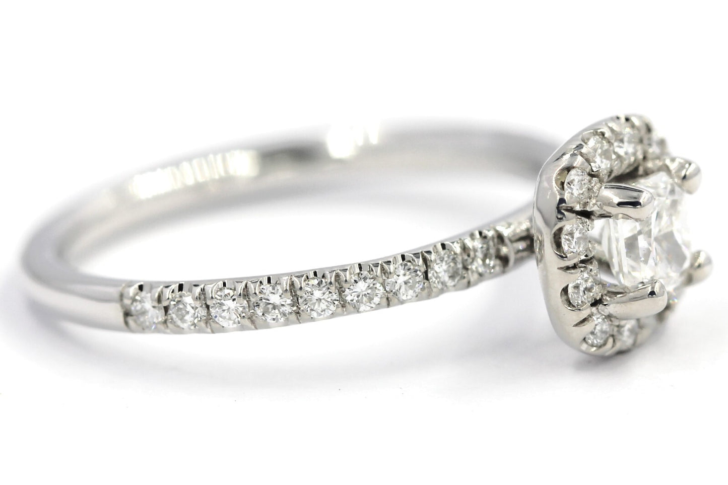 0.39ct Radiant Diamond Halo Engagement Ring — GIA Certified, 14k White Gold