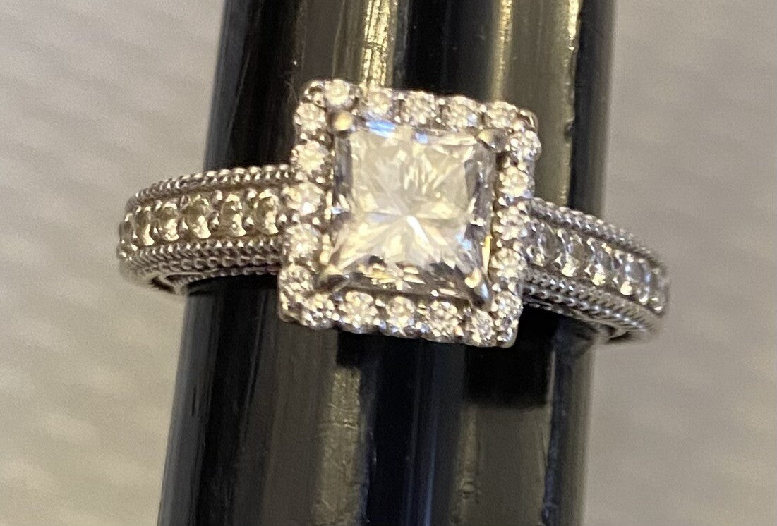 1.7ct Princess Cut Diamond Wedding Set — GIA Certified, 14k White Gold