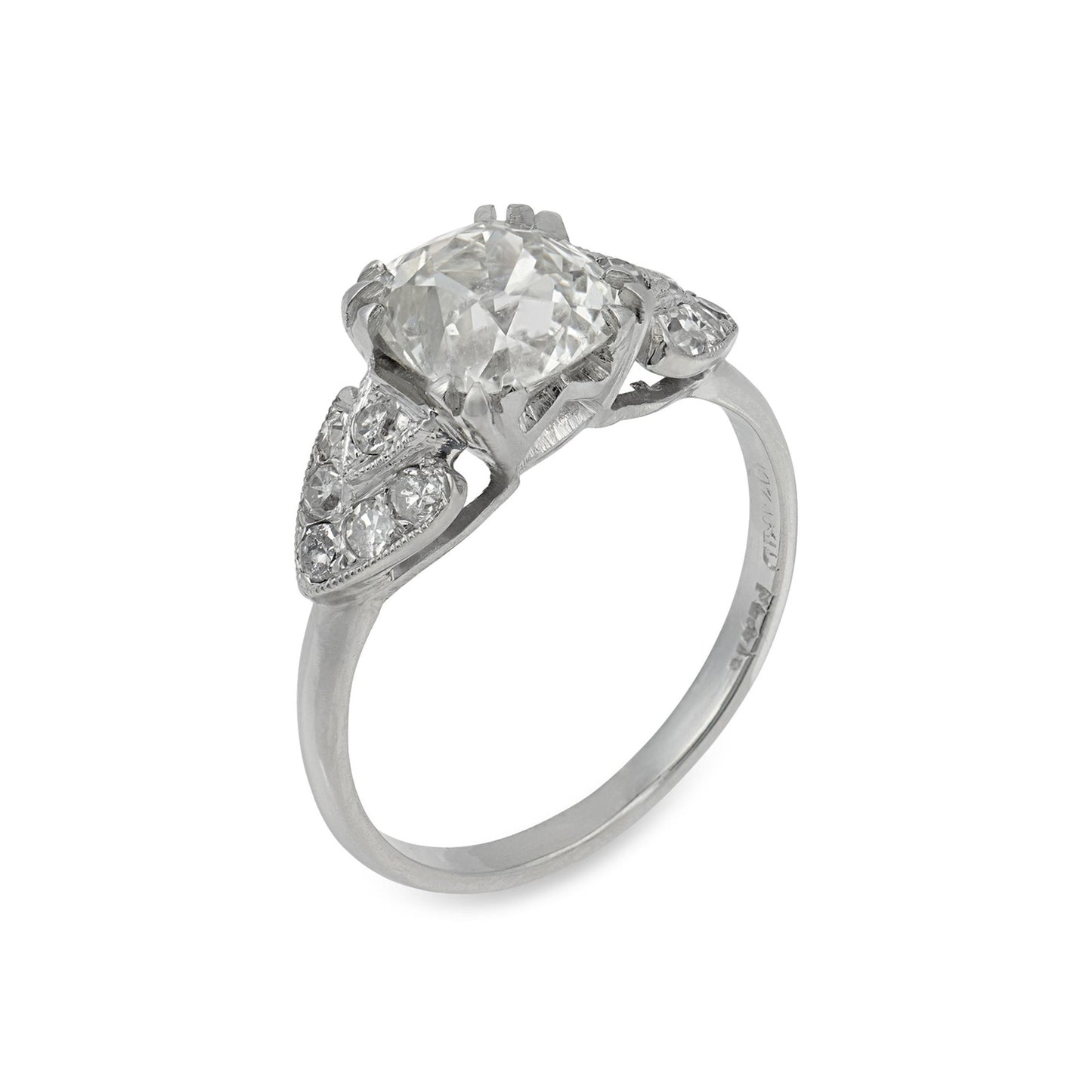 1.75ct Old Mine Cut Diamond Art Deco Ring — GIA Certified, Platinum