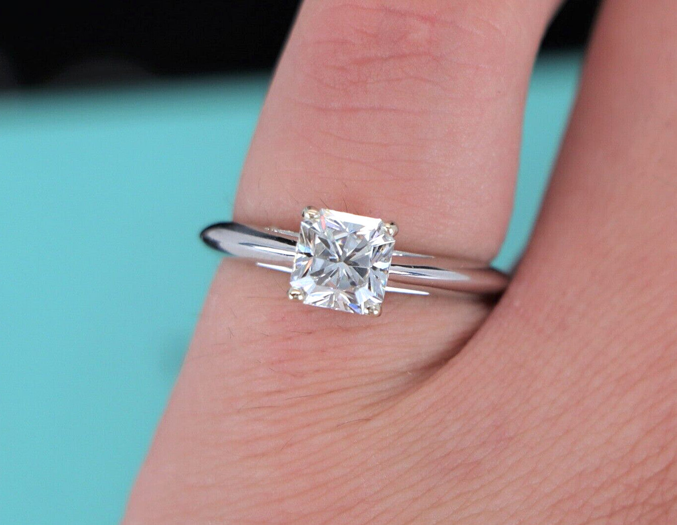 1.23ct Cut-Cornered Square Diamond Engagement Ring — GIA Certified, Platinum