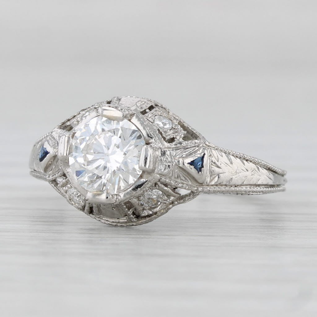0.83ct Round Brilliant Diamond Art Deco Ring — GIA Certified, Platinum