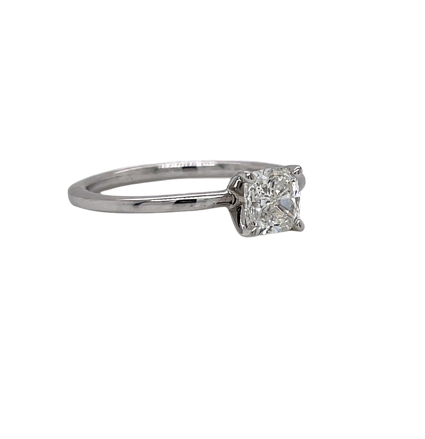 1.00ct Cushion Diamond Solitaire Ring — GIA Certified, 18k White Gold
