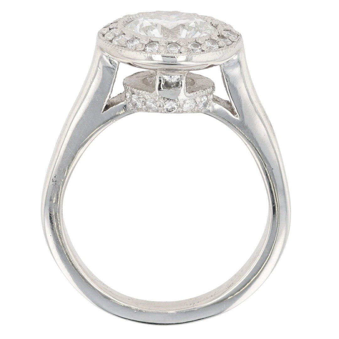 2.62ct Round Brilliant Diamond Halo Engagement Ring — GIA Certified, Platinum