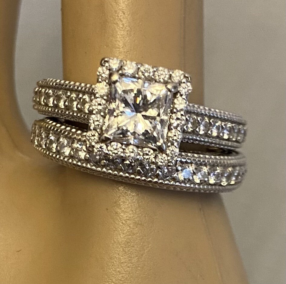 1.7ct Princess Cut Diamond Wedding Set — GIA Certified, 14k White Gold