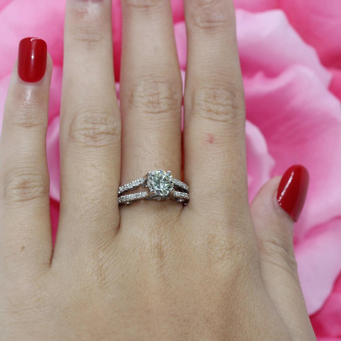 1.01ct Round Brilliant Diamond Solitaire Ring with Accents — GIA Certified, 14k White Gold
