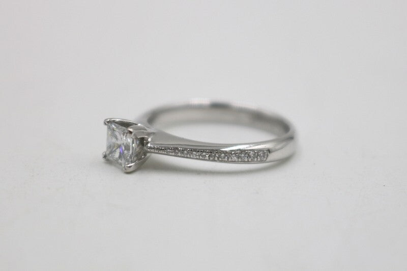 0.50ct Princess Diamond Solitaire Engagement Ring — GIA Certified, 18k White Gold