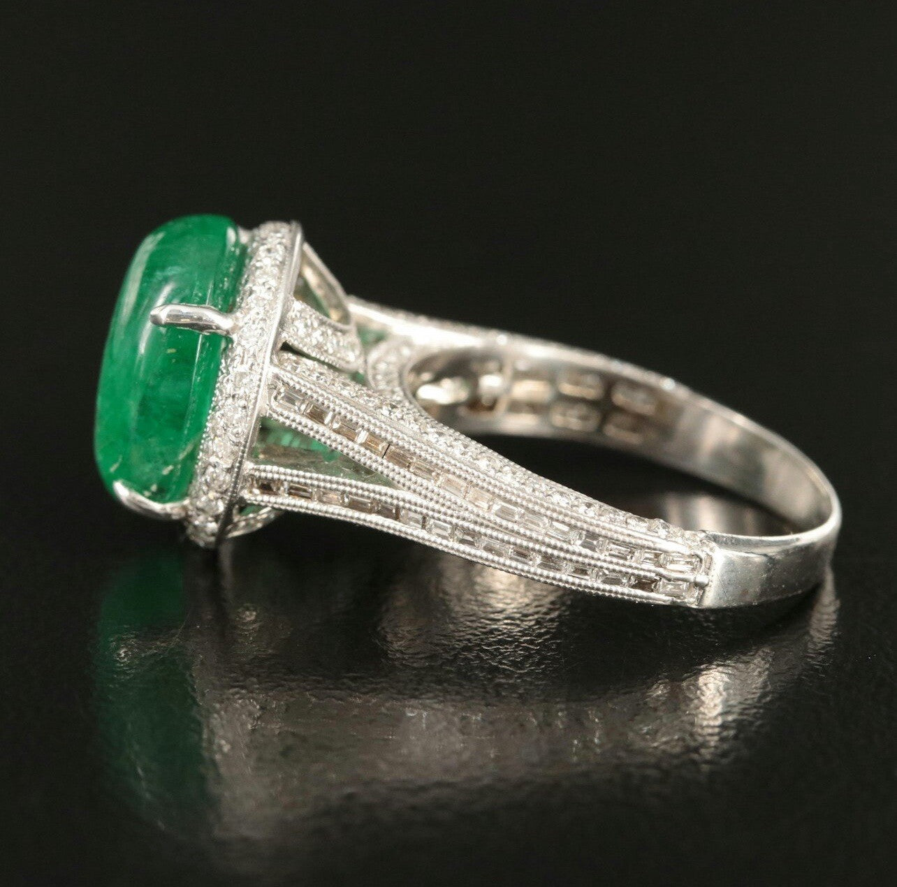 7.55ct Oval Emerald Diamond Ring — GIA Certified, 18k Gold