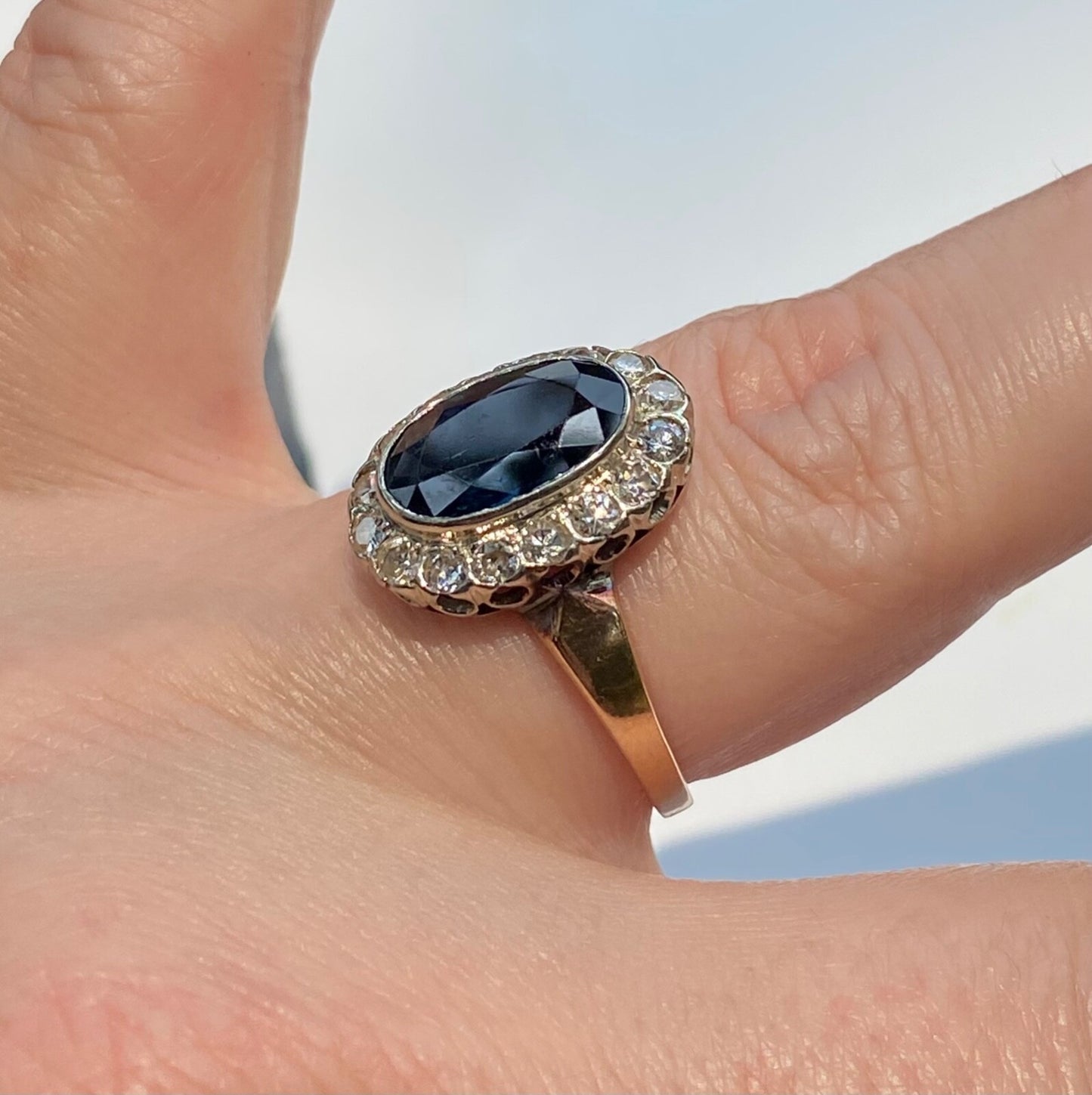 3.10ct Oval Sapphire Diamond Cluster Ring — GIA Certified, 14k White Gold