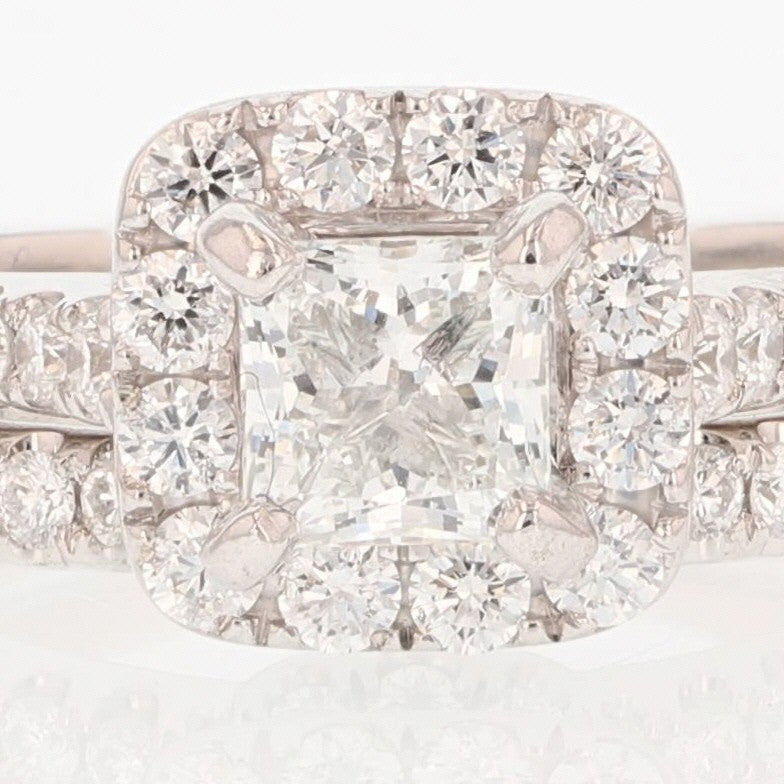 2.39ct Princess Diamond Halo Wedding Set — GIA Certified, 14k White Gold