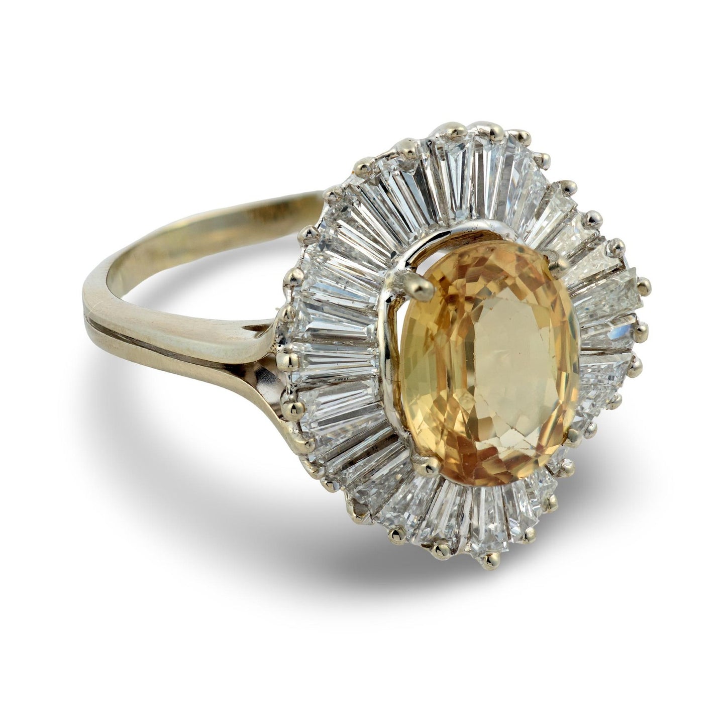 3.10ct Oval Sapphire Diamond Cluster Ring — GIA Certified, 14k White Gold