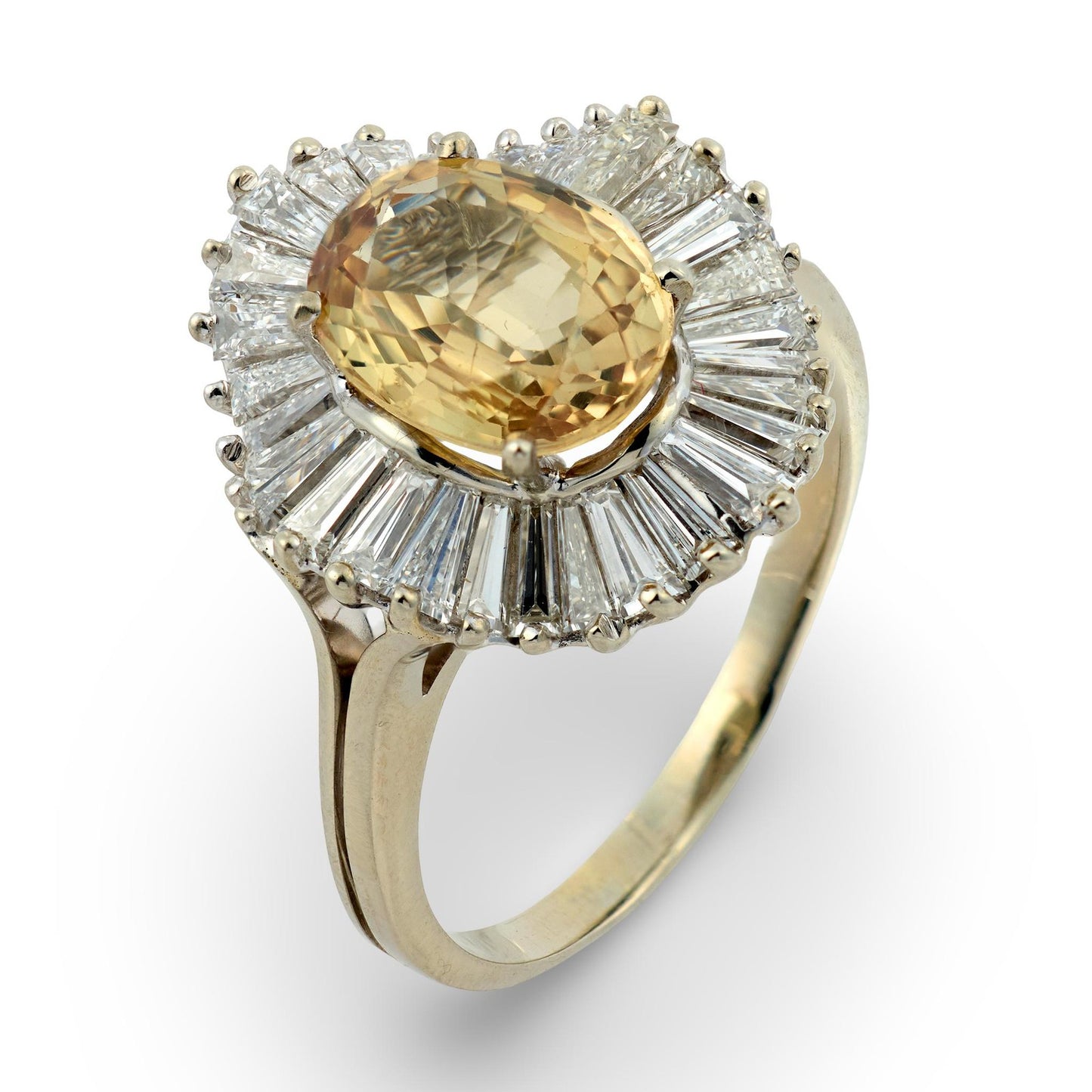 3.10ct Oval Sapphire Diamond Cluster Ring — GIA Certified, 14k White Gold