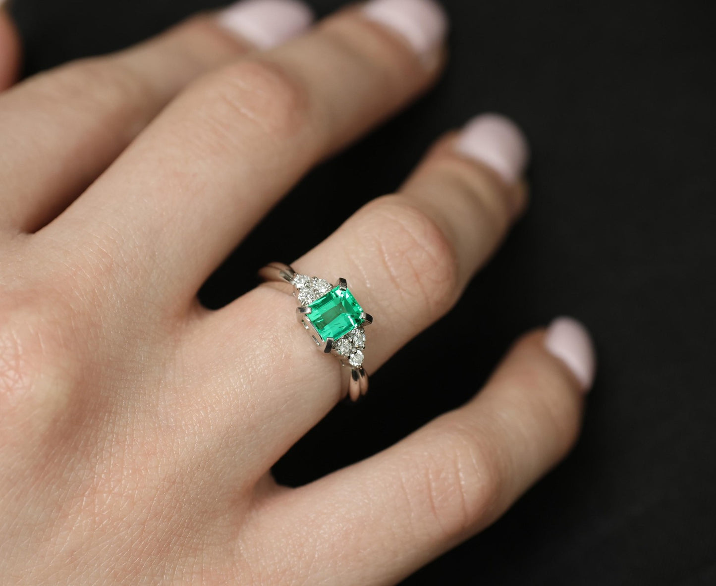 0.81ct Emerald Cut Colombian Emerald & Diamond Ring — GIA Certified, Platinum