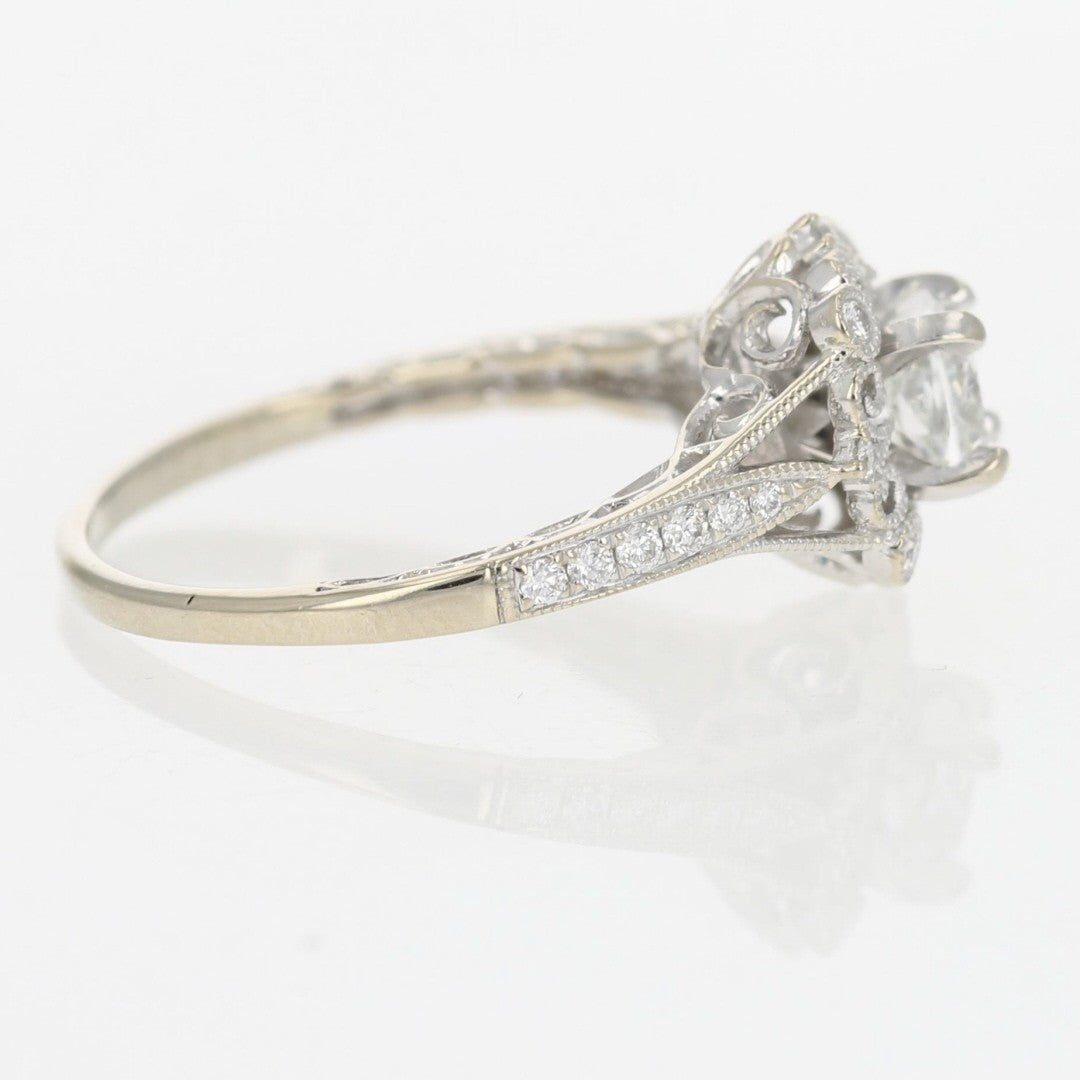 0.95ct Cushion Diamond Beaded Band Solitaire Ring — GIA Certified, 14k Yellow Gold