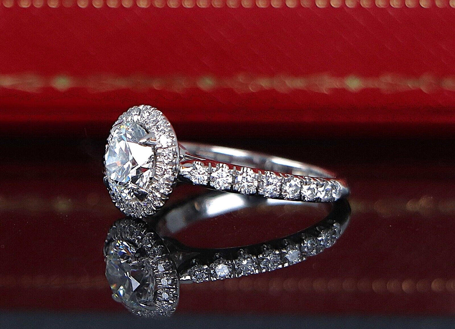 1.06ct Round Brilliant Diamond Halo Engagement Ring — GIA Certified, Platinum