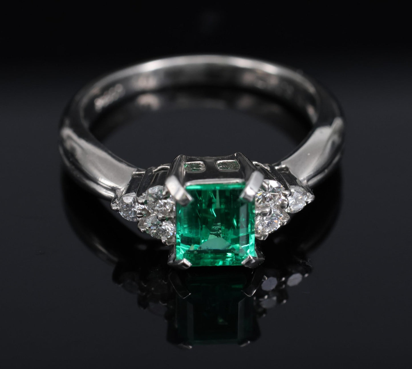0.81ct Emerald Cut Colombian Emerald & Diamond Ring — GIA Certified, Platinum