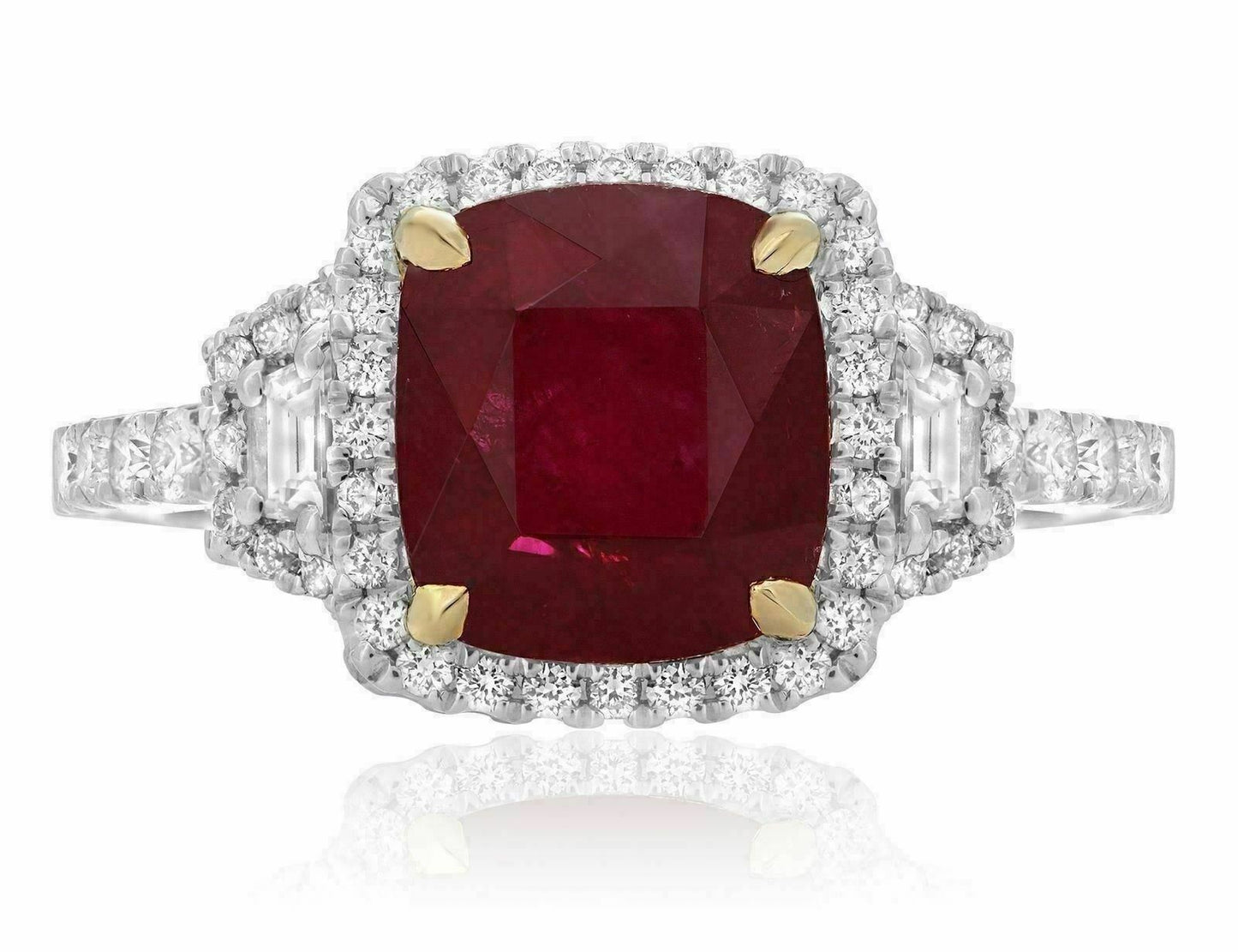 3.18ct Diamond & Ruby 3D Halo Ring — GIA Certified, 18k Two-Tone Gold
