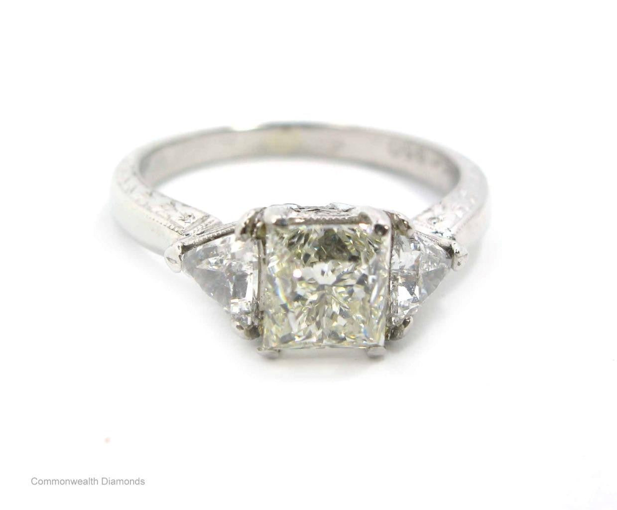 1.31ct Rectangular Modified Brilliant Diamond 3-Stone Ring — GIA Certified, Platinum