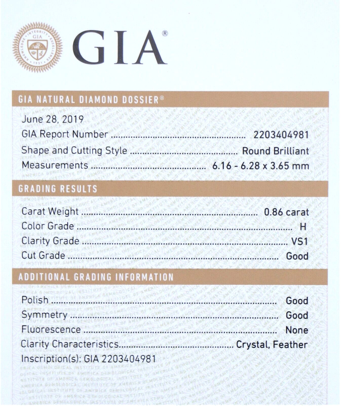 0.86ct Round Brilliant Diamond Crescent Engagement Ring — GIA Certified, 18k White Gold