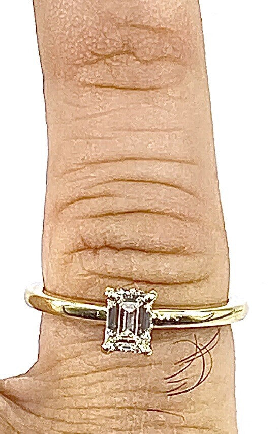 0.59ct Emerald Cut Diamond Solitaire Ring — GIA Certified, 18k Yellow Gold