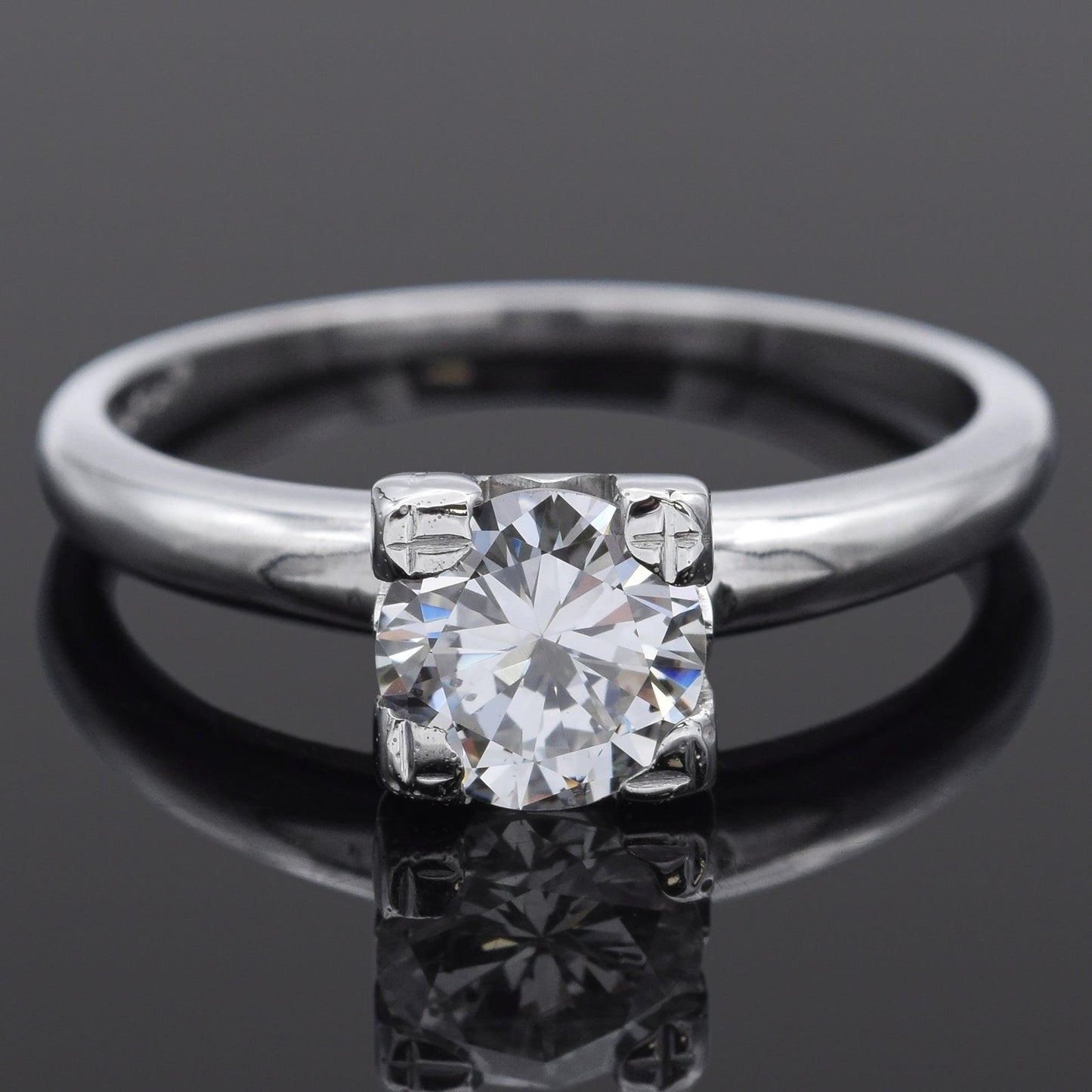 0.71ct Round Brilliant Champagne Diamond Vintage Ring — GIA Certified, Platinum