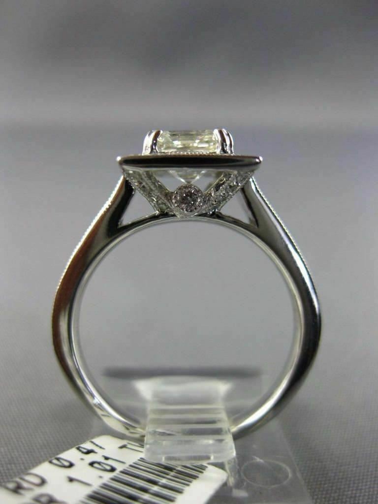 1.48ct Asscher Diamond 3D Halo Engagement Ring — GIA Certified, 14k White Gold