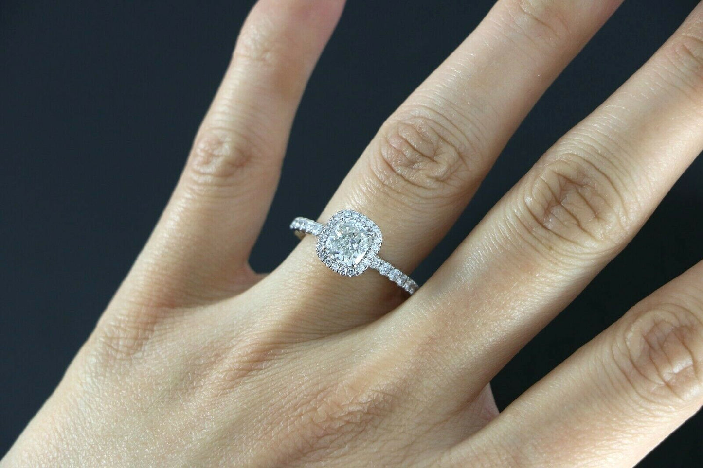 1.41ct Cushion Modified Brilliant Diamond Halo Engagement Ring — GIA Certified, Platinum