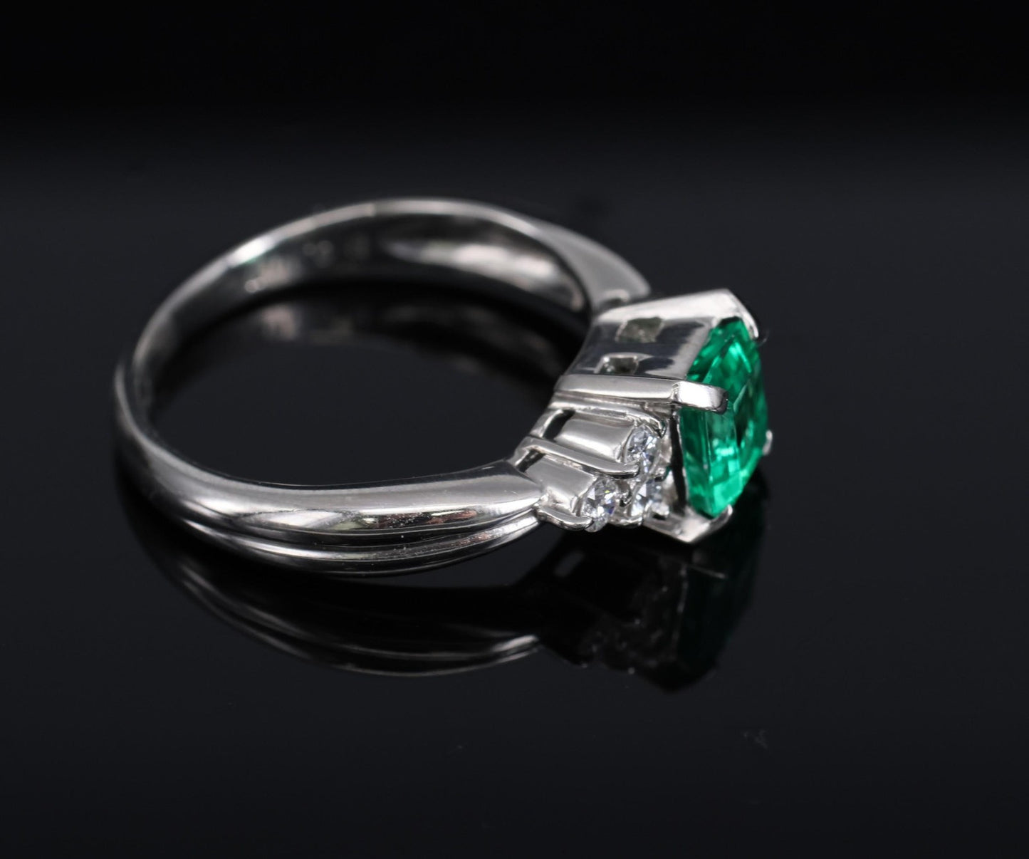 0.81ct Emerald Cut Colombian Emerald & Diamond Ring — GIA Certified, Platinum