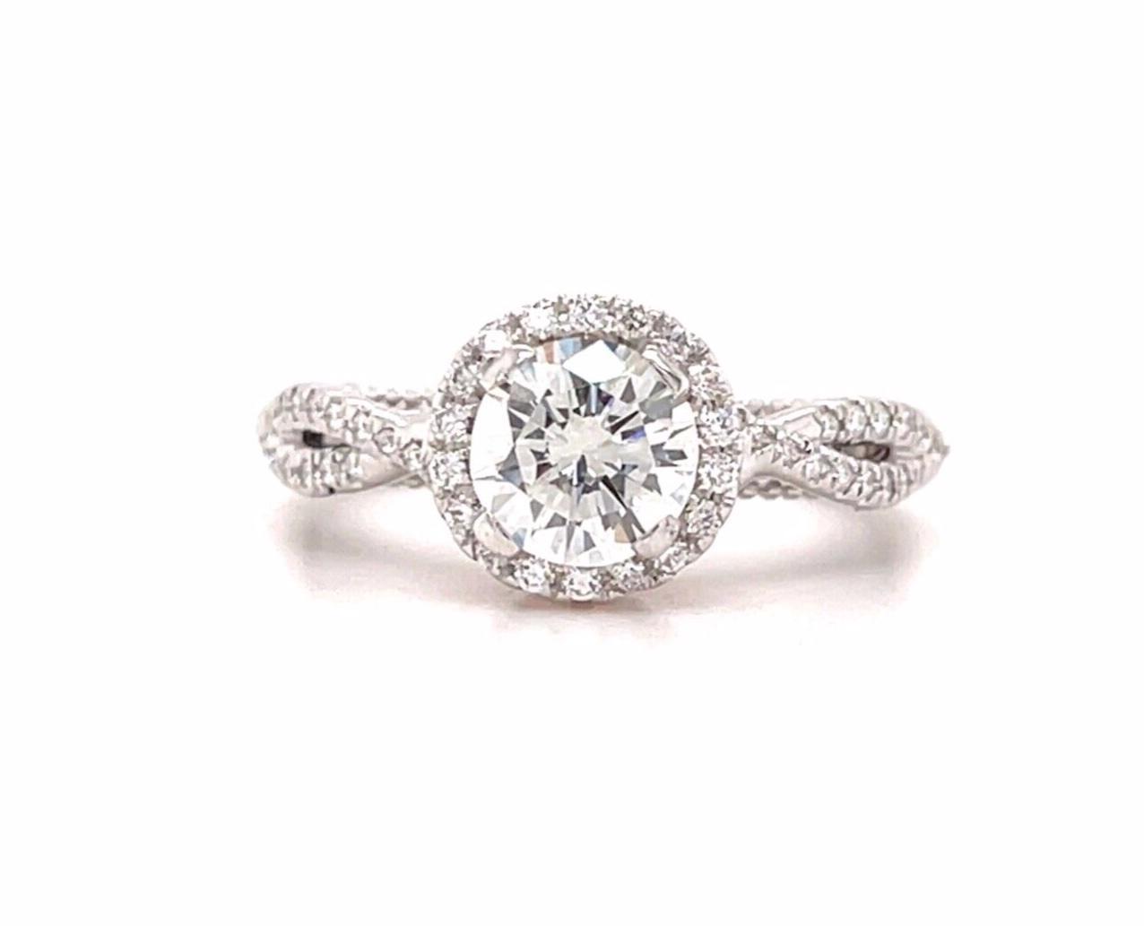 1.14ct Round Brilliant Diamond Halo Ring — GIA Certified, 14k White & Rose Gold