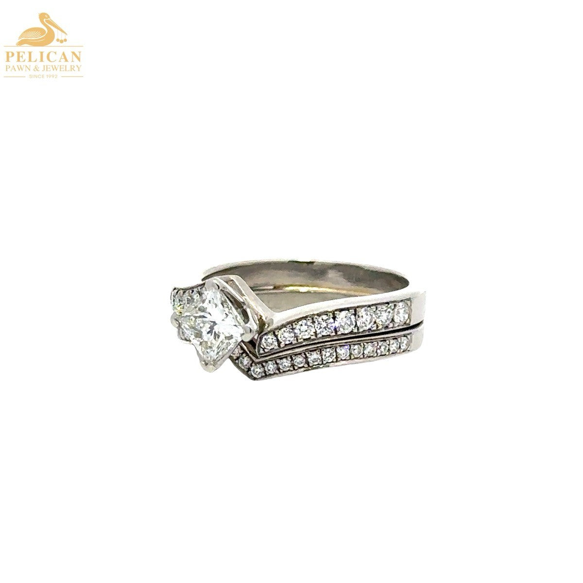 0.70ct Square Modified Brilliant Diamond Bypass Ring — GIA Certified, Platinum