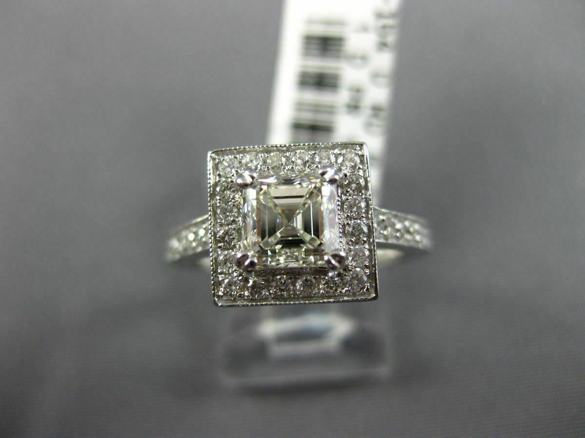 1.48ct Asscher Diamond 3D Halo Engagement Ring — GIA Certified, 14k White Gold