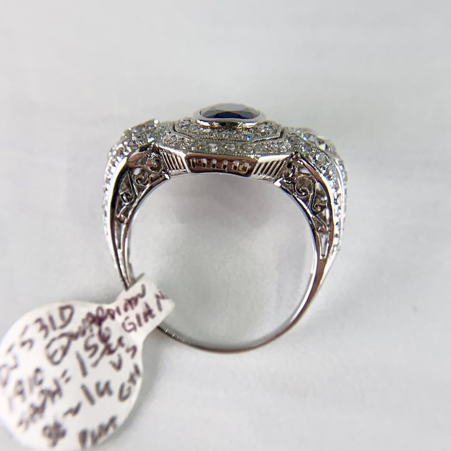 1.56ct Oval Sapphire Diamond Edwardian Ring — GIA Certified, Platinum