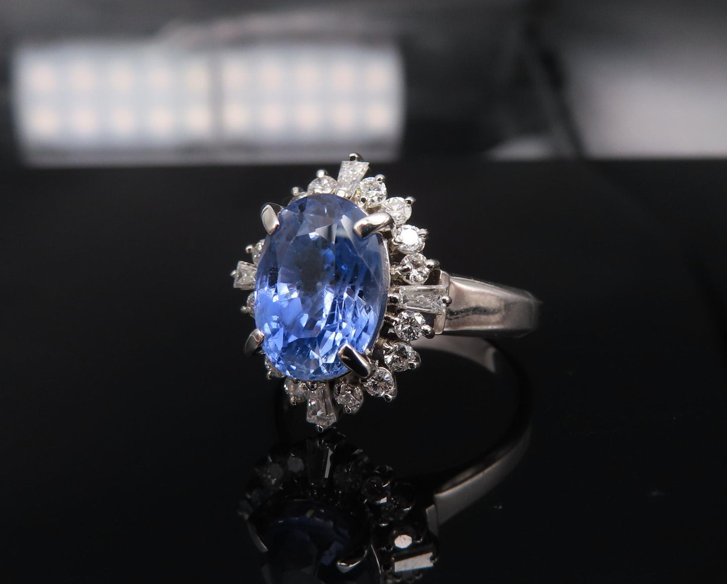 3.98ct Oval Ceylon Sapphire & Diamond Ring — GIA Certified, Platinum