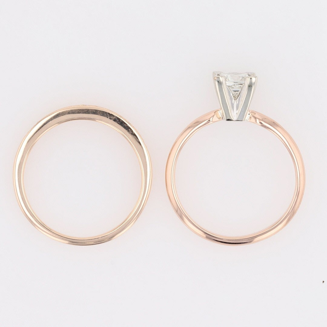 0.81ct Princess Diamond Solitaire with Accent Ring — GIA Certified, 14k Rose Gold