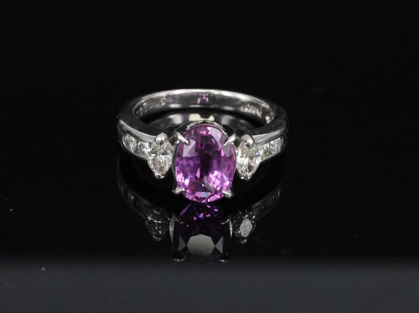 2.91ct Oval Pink Sapphire & Diamond Ring — GIA Certified, Platinum