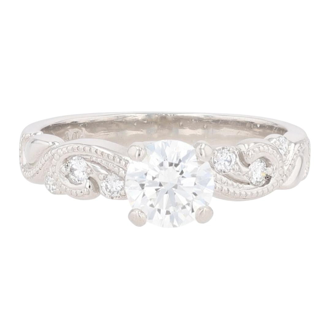 1.00ct Round Brilliant Diamond Solitaire with Accents Ring — GIA Certified, Platinum