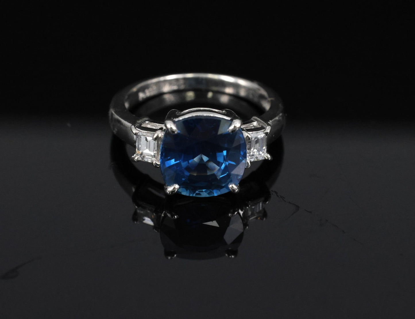3.87ct Cushion Cut Blue Sapphire Diamond Ring — GIA Certified, Platinum