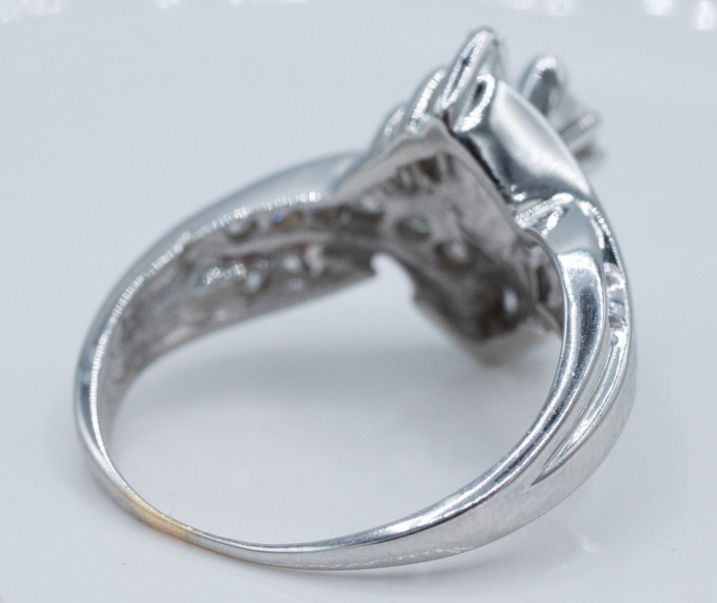 0.99ct Marquise Diamond Bypass Engagement Ring — GIA Certified, 14k White Gold