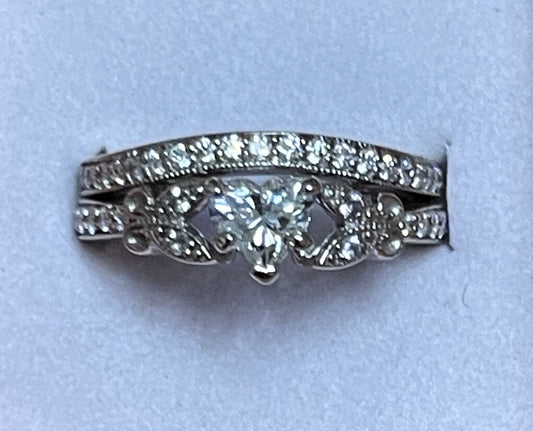 0.50ct Heart Brilliant Diamond Wedding Ring — GIA Certified, 14k White Gold