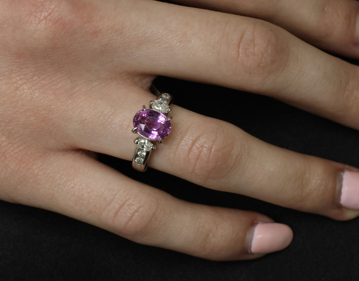 2.91ct Oval Pink Sapphire & Diamond Ring — GIA Certified, Platinum