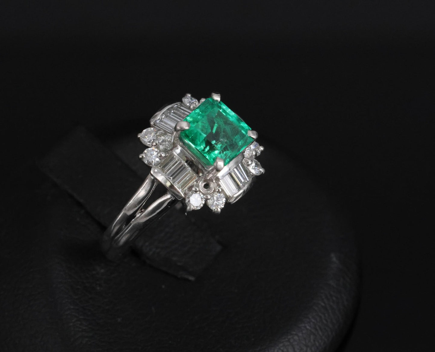 1.22ct Emerald Cut Colombian Emerald & 0.63ct Diamond Ring — GIA Certified, Platinum