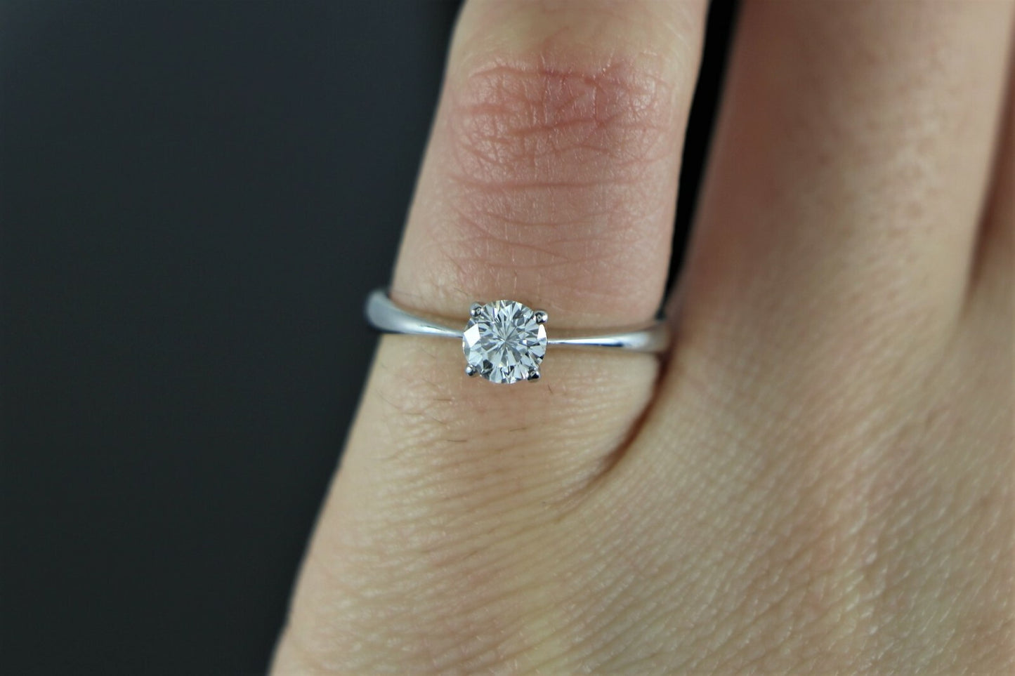 0.41ct Round Modified Brilliant Diamond Engagement Ring — GIA Certified, 18k White Gold