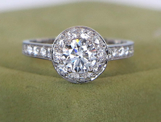 0.70ct Round Brilliant Diamond Icone Halo Ring — GIA Certified, Platinum