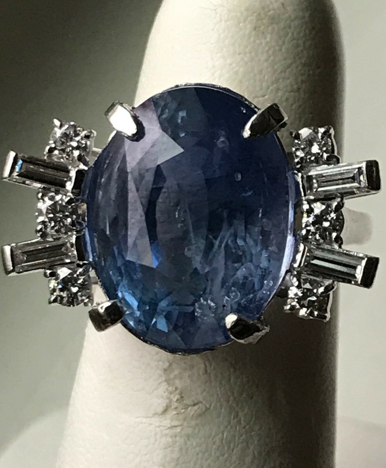 14.24ct Oval Natural Sapphire & Diamond Ring — GIA Certified, Platinum